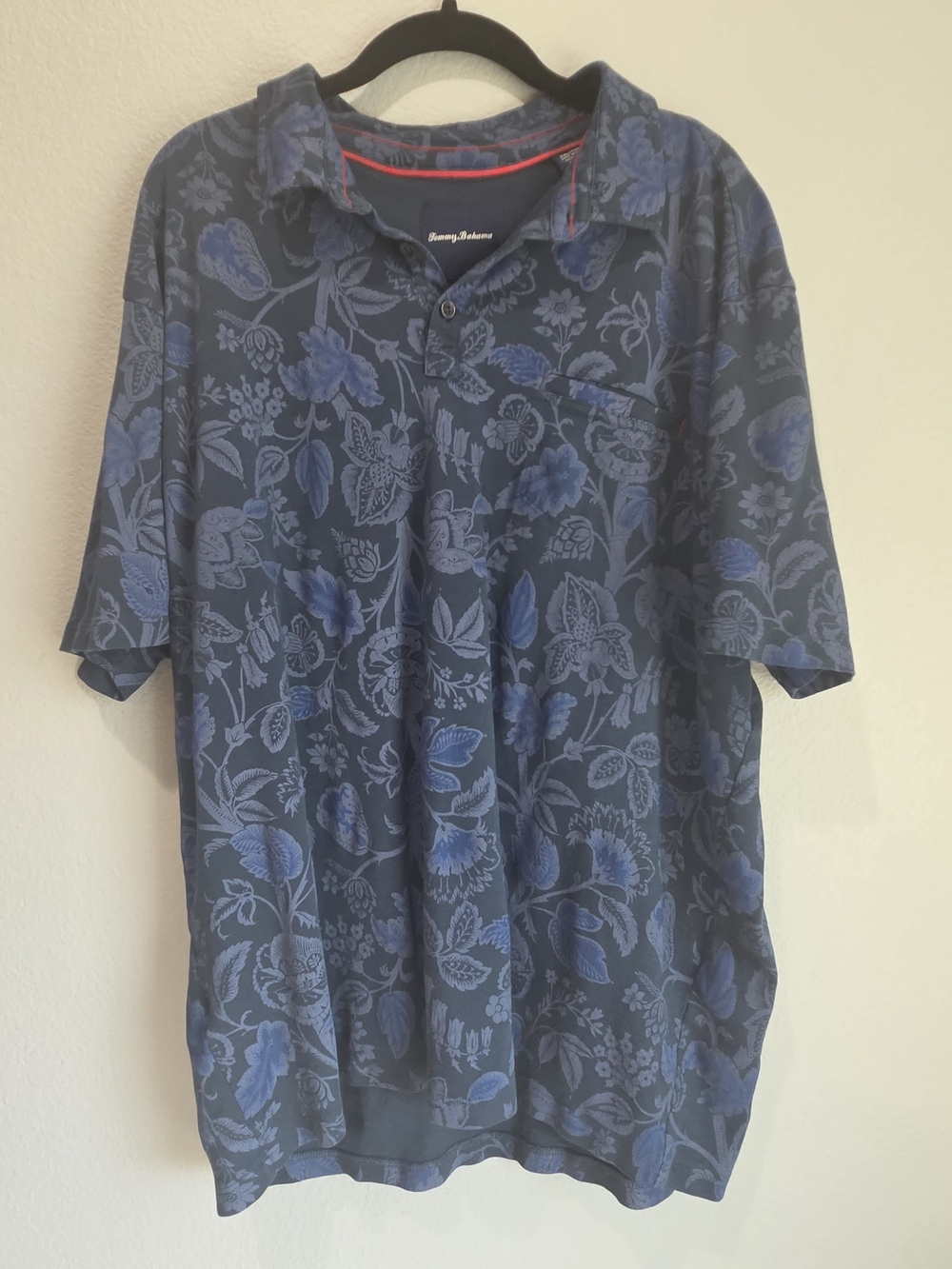 Tommy Bahama Men's Blue Floral Polo Shirt XXL